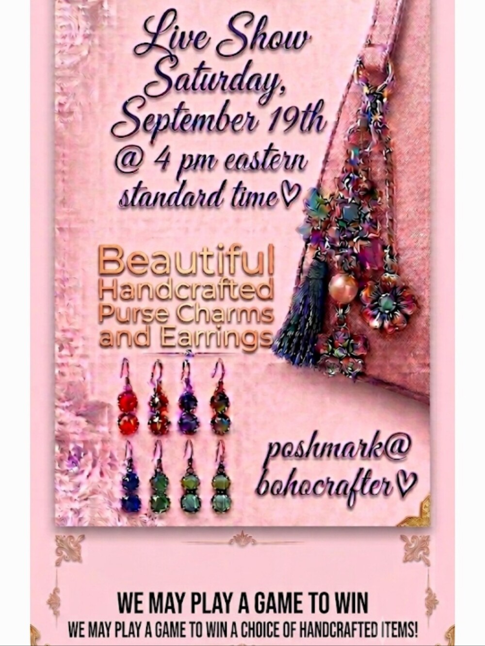 Live Show-Handcrafted Purse Charms and Earrings